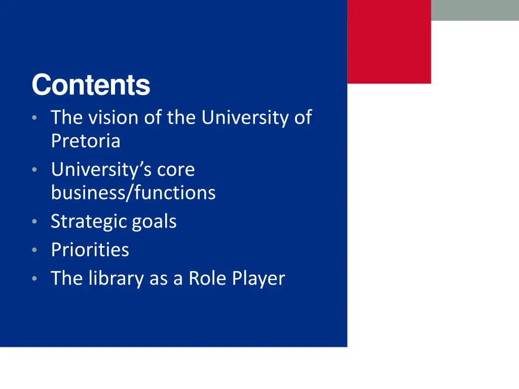 contents the vision of the university of pretoria