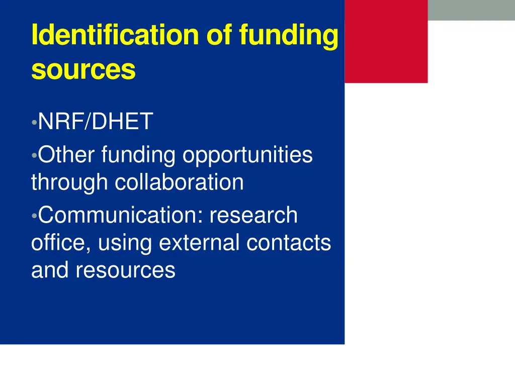 identification of funding sources