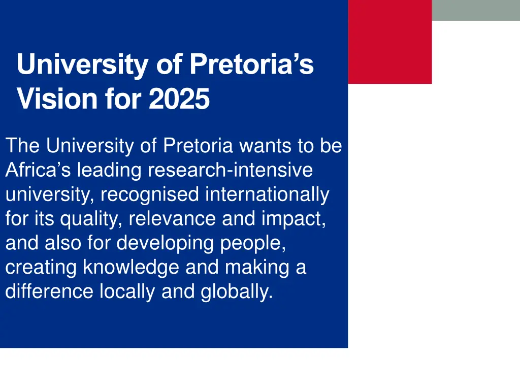 university of pretoria s vision for 2025