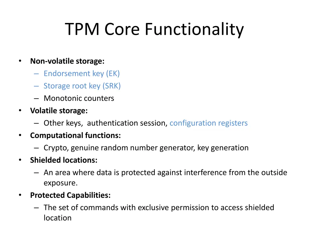 tpm core functionality