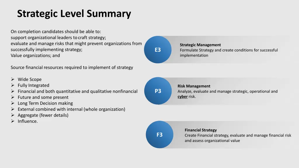 strategic level summary