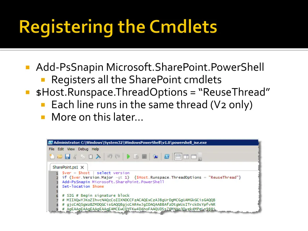 add pssnapin microsoft sharepoint powershell