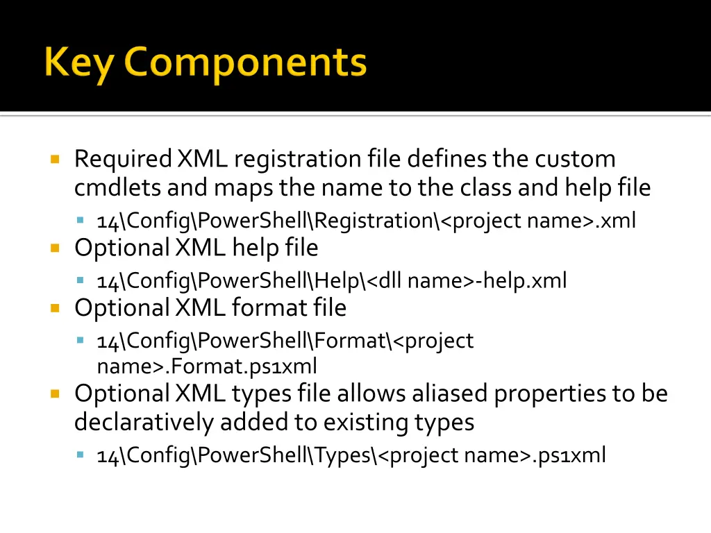 required xml registration file defines the custom