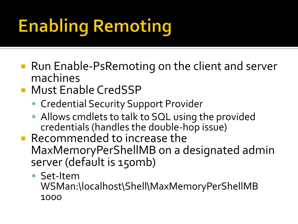 run enable psremoting on the client and server