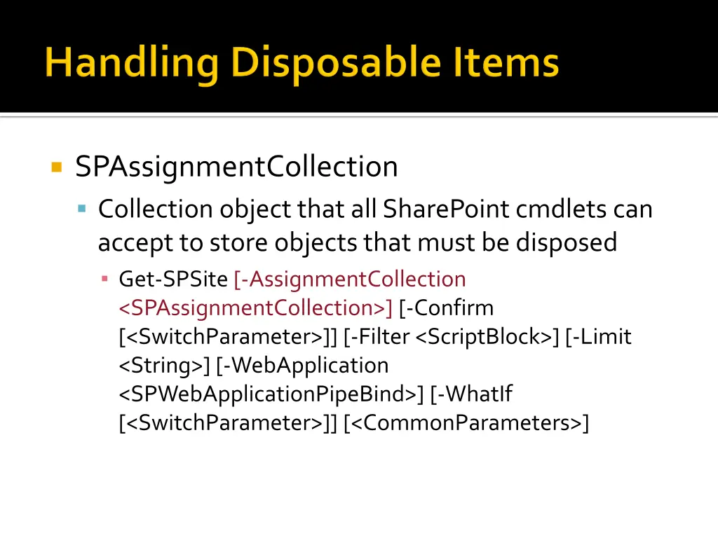 spassignmentcollection collection object that
