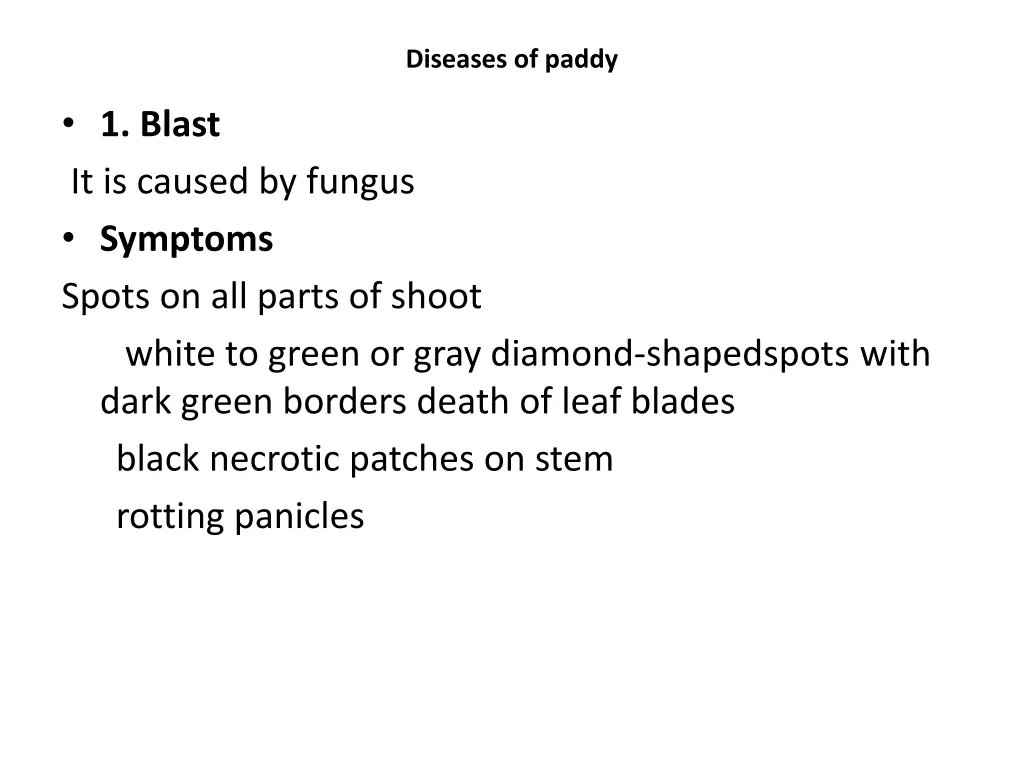 diseases of paddy