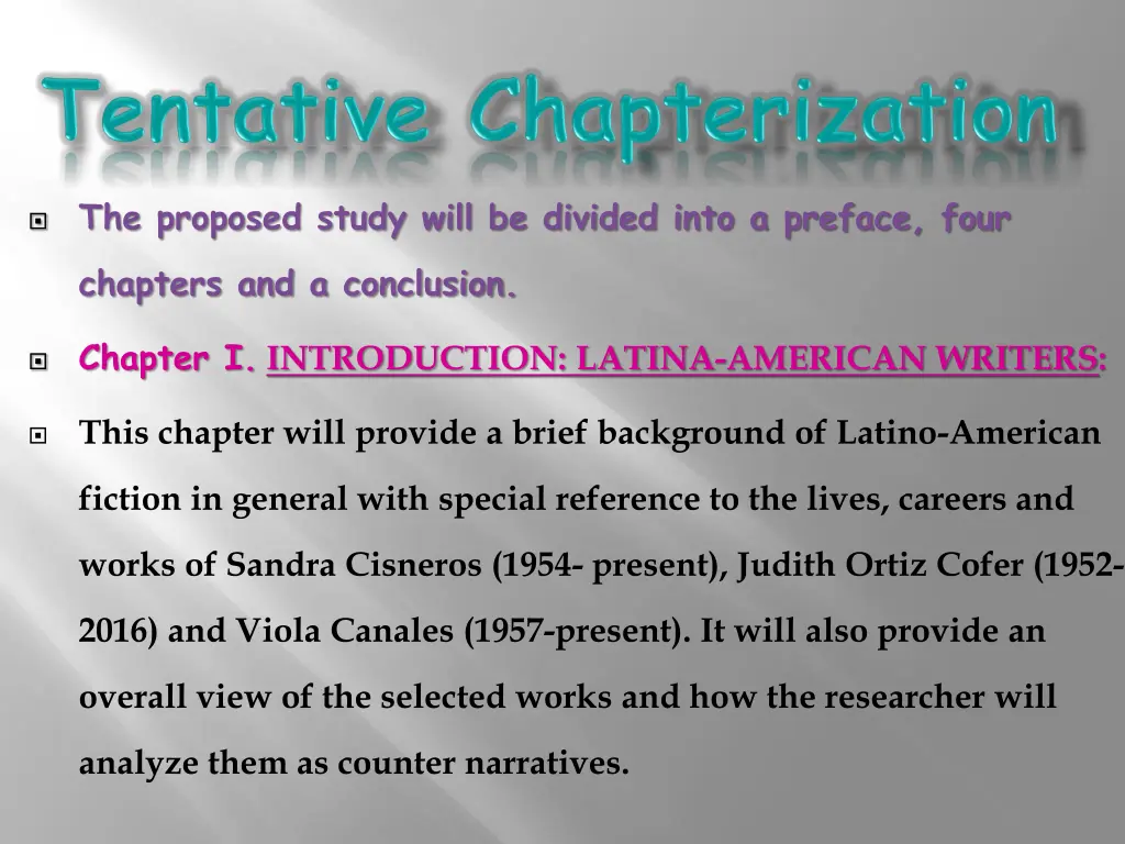 the proposed study will be divided into a preface