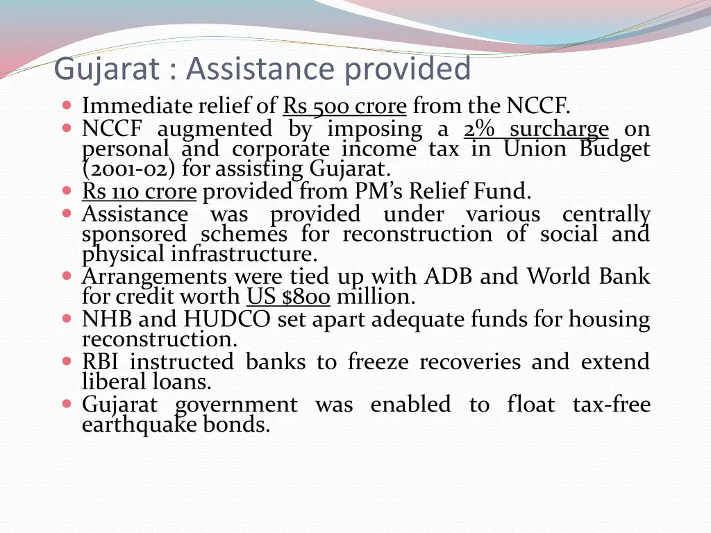 gujarat assistance provided immediate relief
