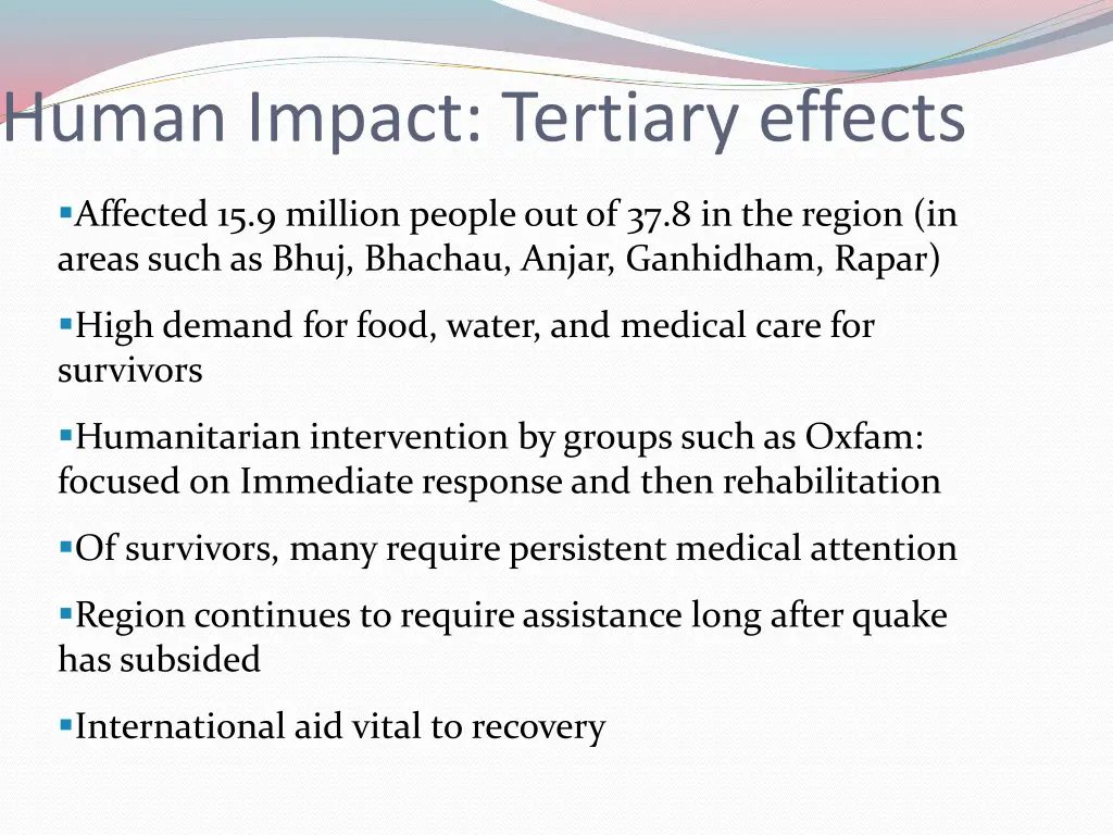 human impact tertiary effects