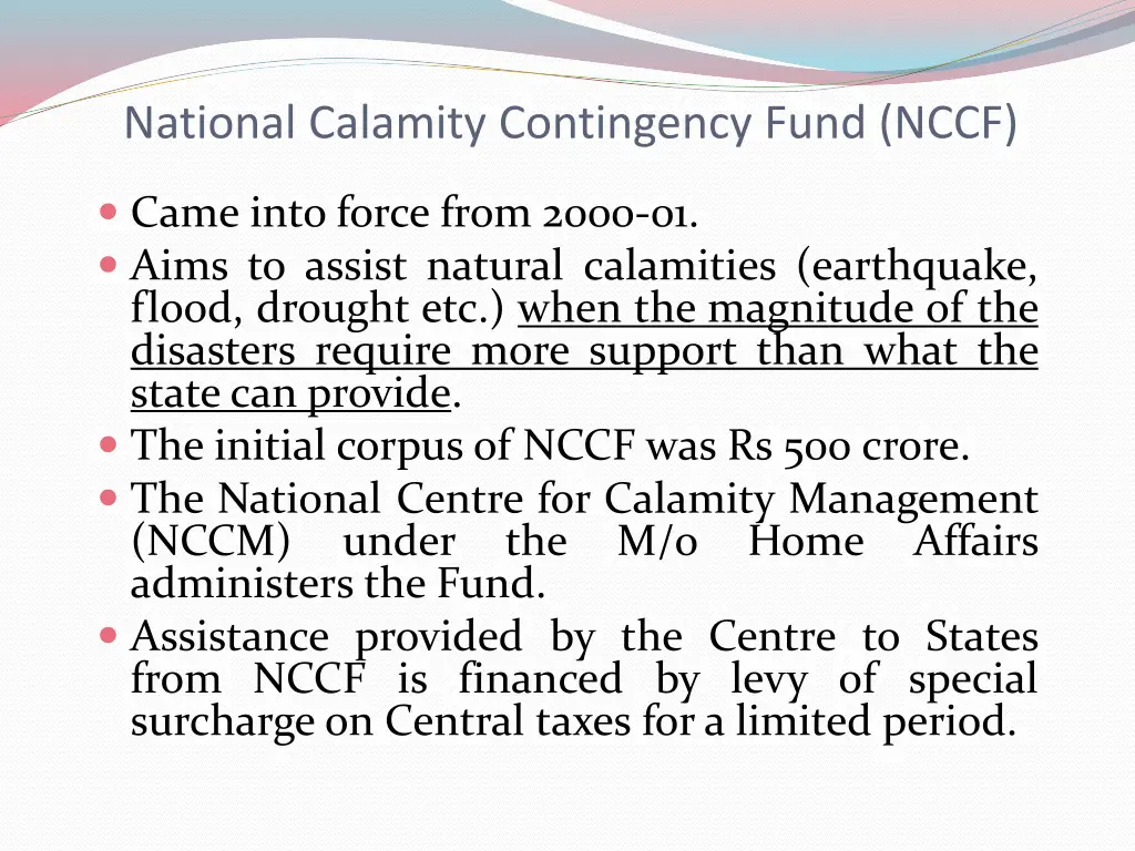 national calamity contingency fund nccf
