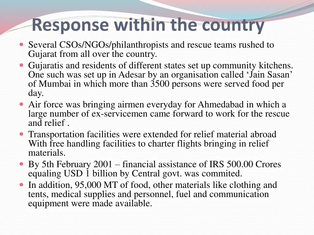 response within the country several csos ngos