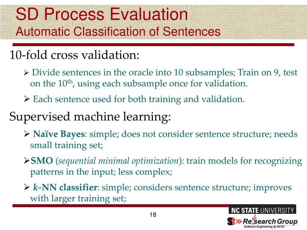 sd process evaluation automatic classification