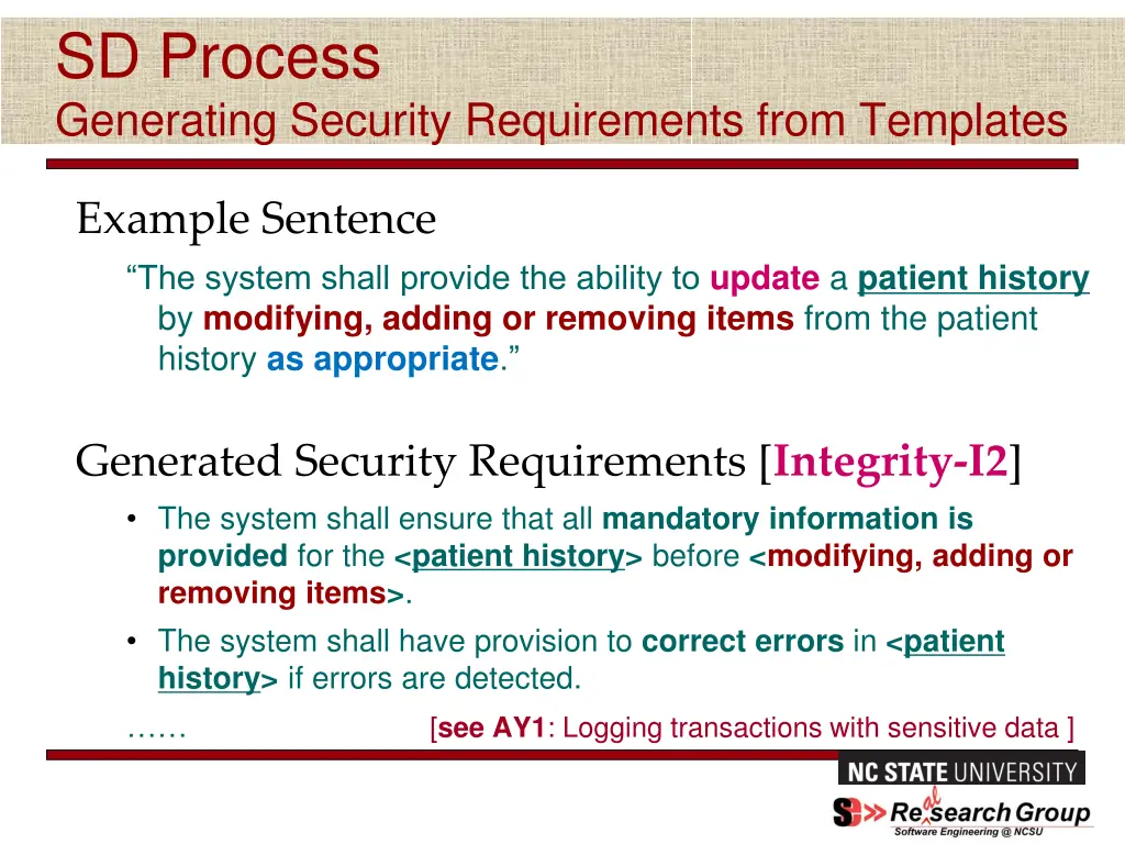 sd process generating security requirements from