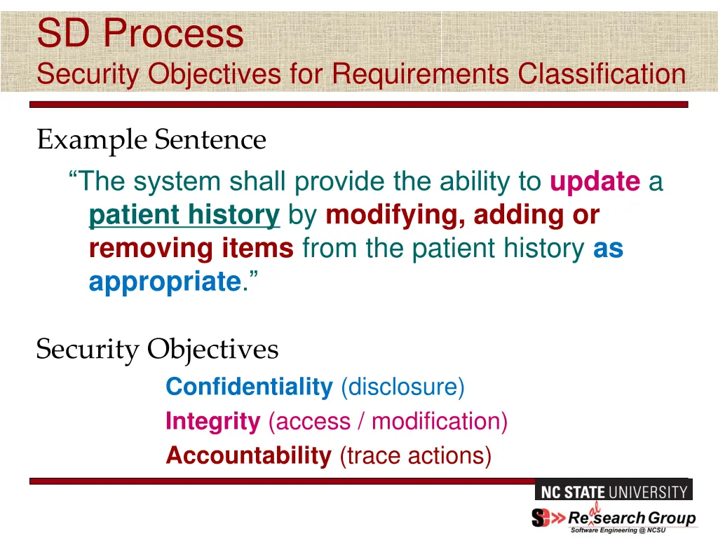 sd process security objectives for requirements 1