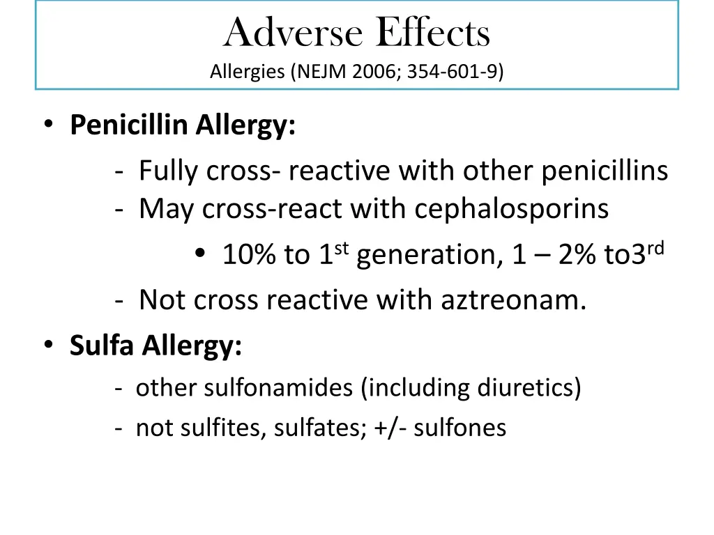 adverse effects allergies nejm 2006 354 601 9