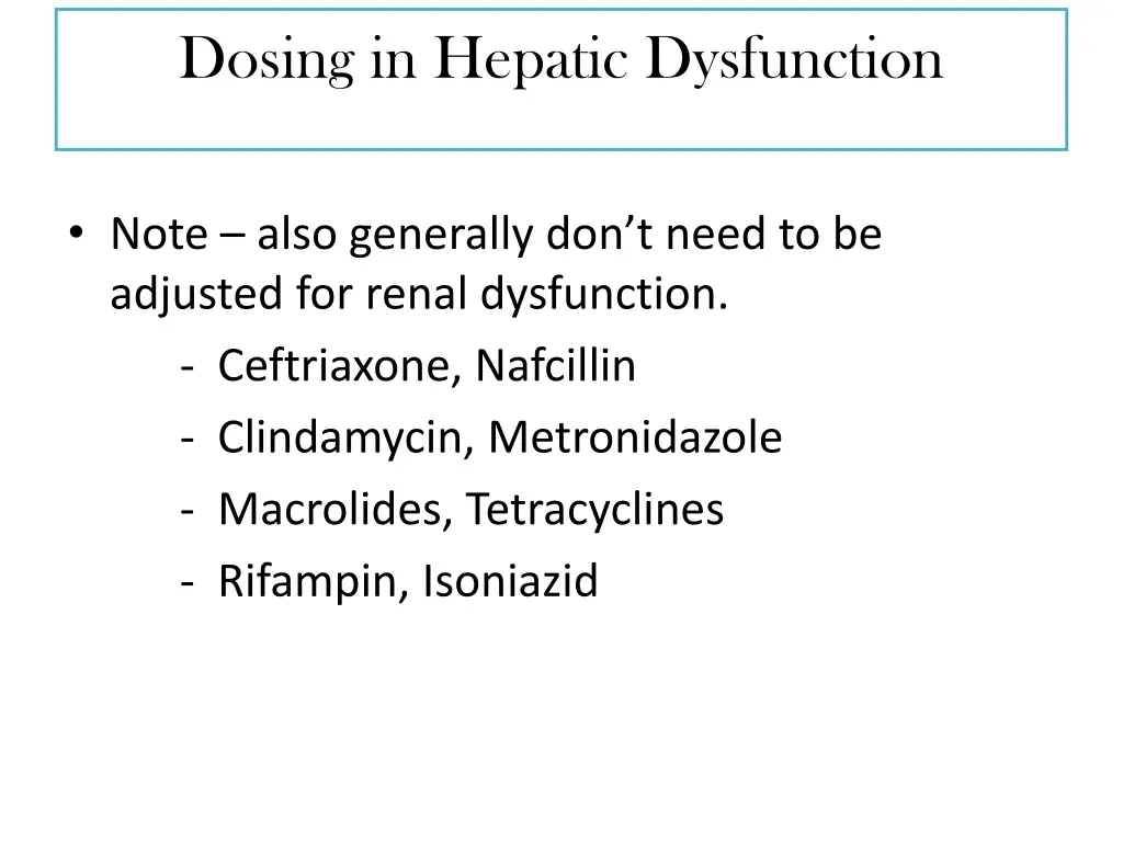 dosing in hepatic dysfunction