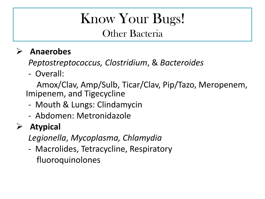 know your bugs other bacteria
