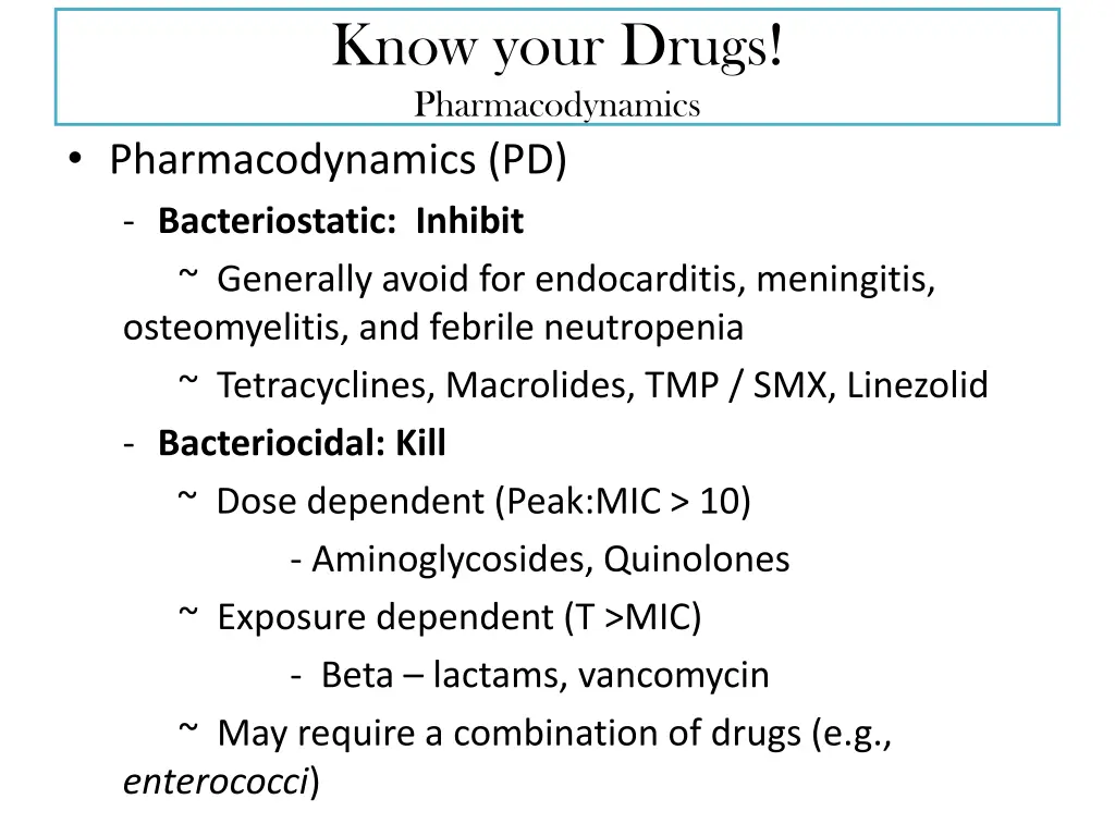 know your drugs pharmacodynamics