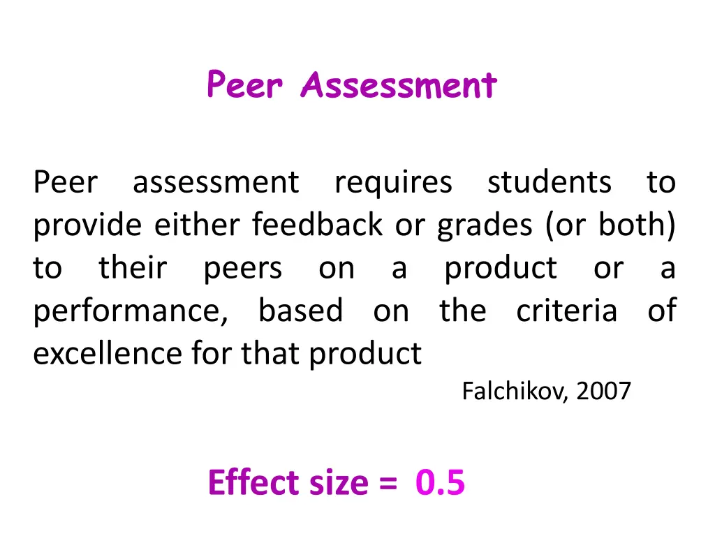 peer assessment