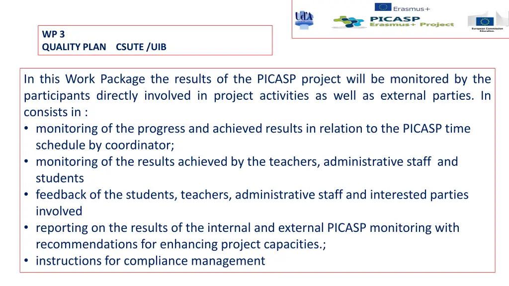 wp 3 quality plan csute uib