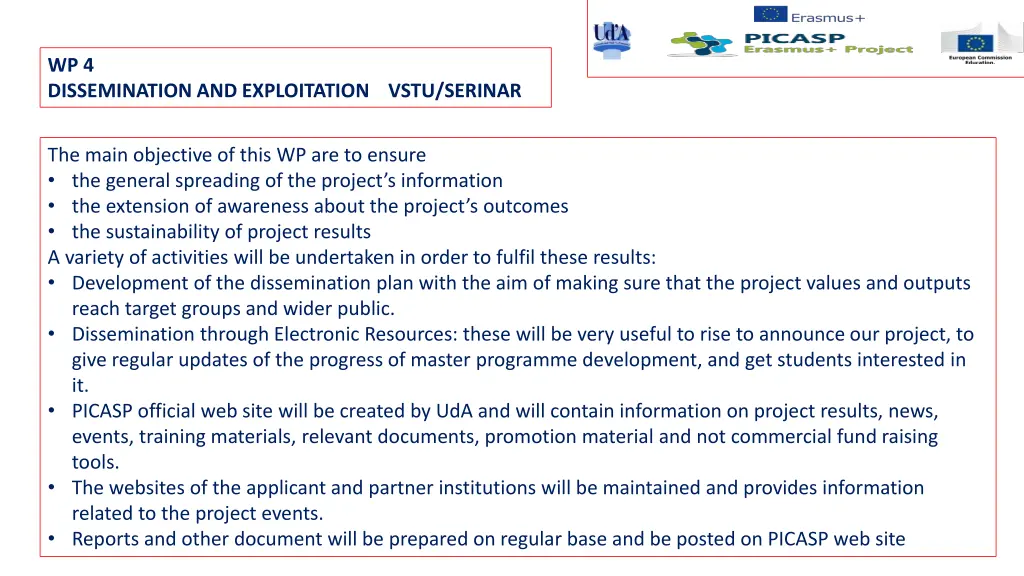 wp 4 dissemination and exploitation vstu serinar