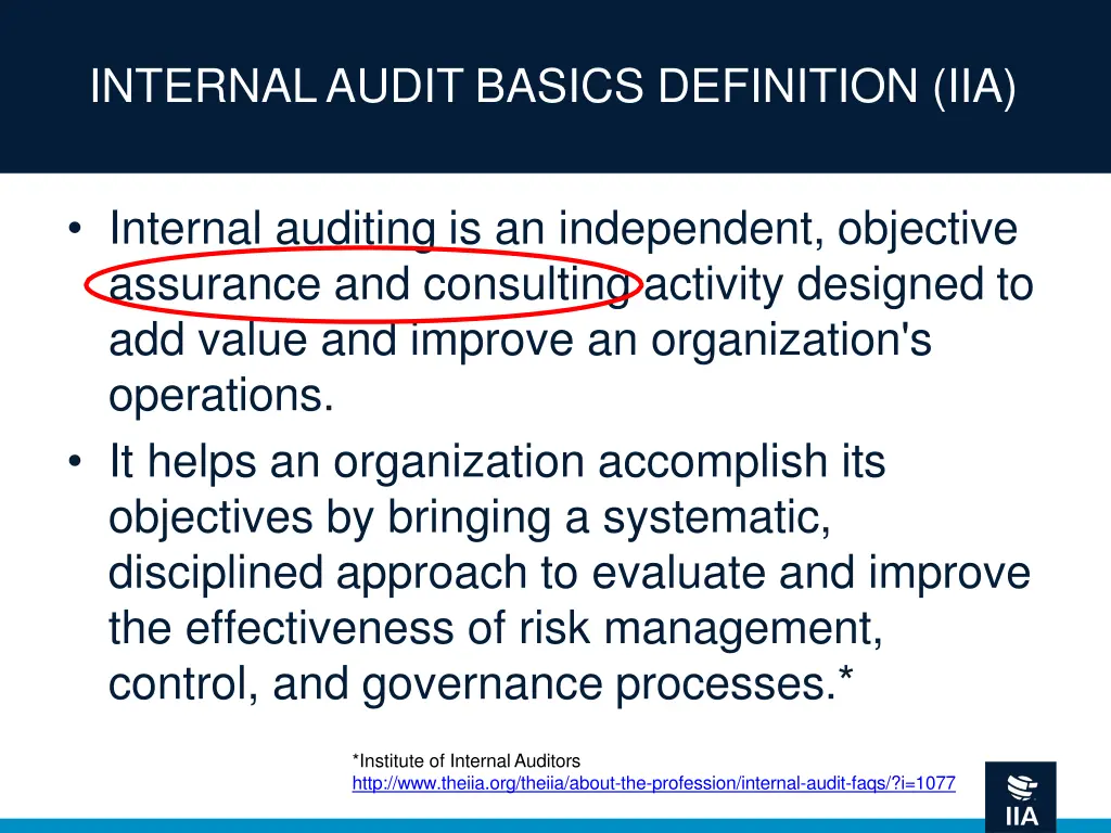 internal audit basics definition iia 5