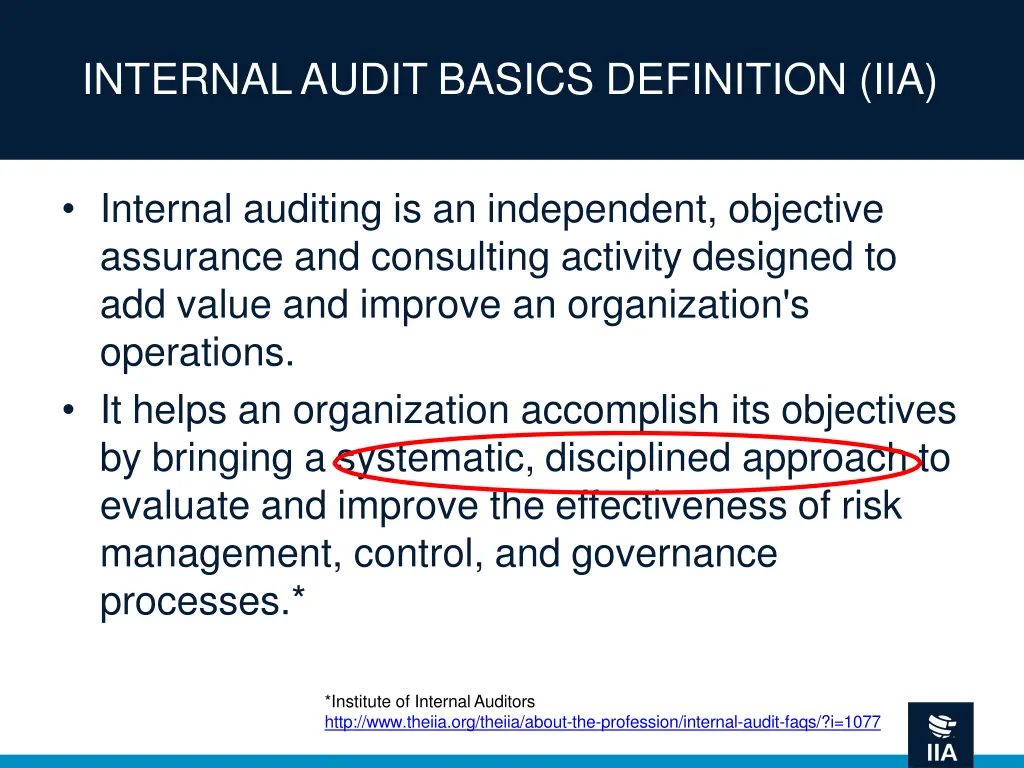 internal audit basics definition iia 7