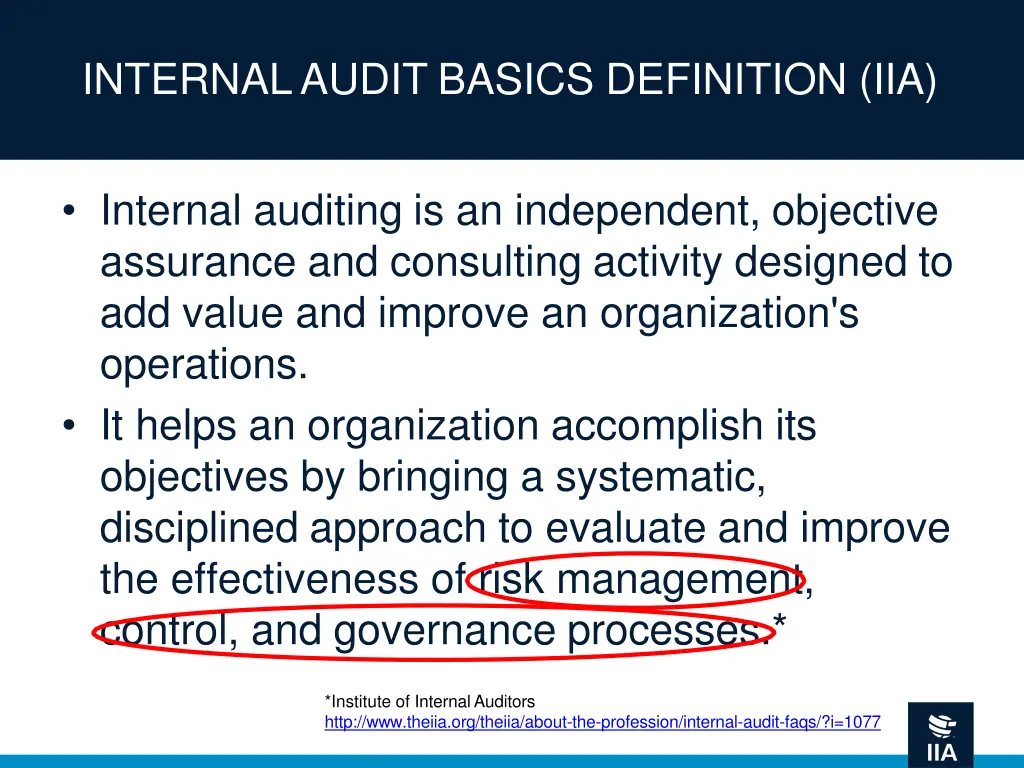 internal audit basics definition iia 9