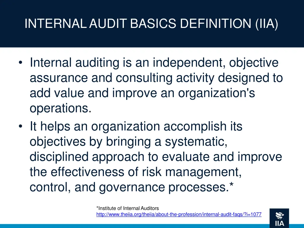 internal audit basics definition iia