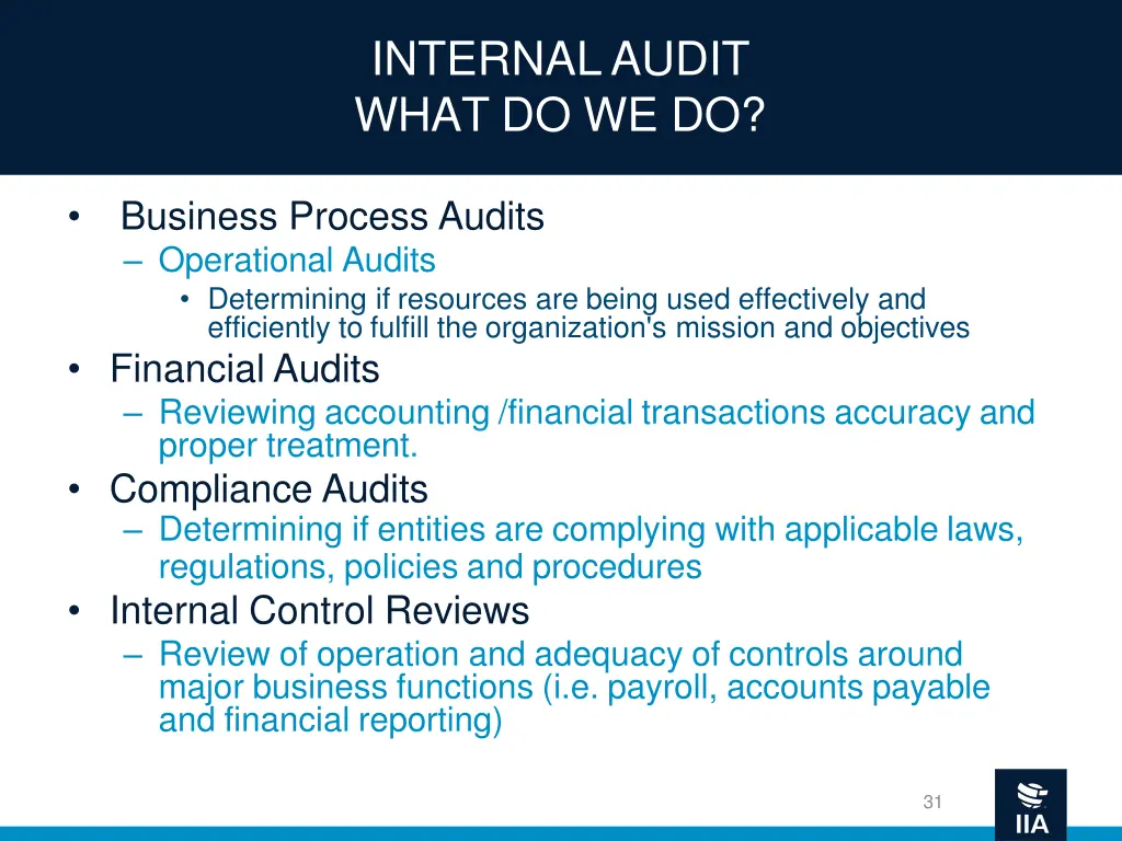 internal audit what do we do