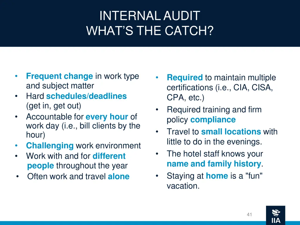 internal audit what s the catch