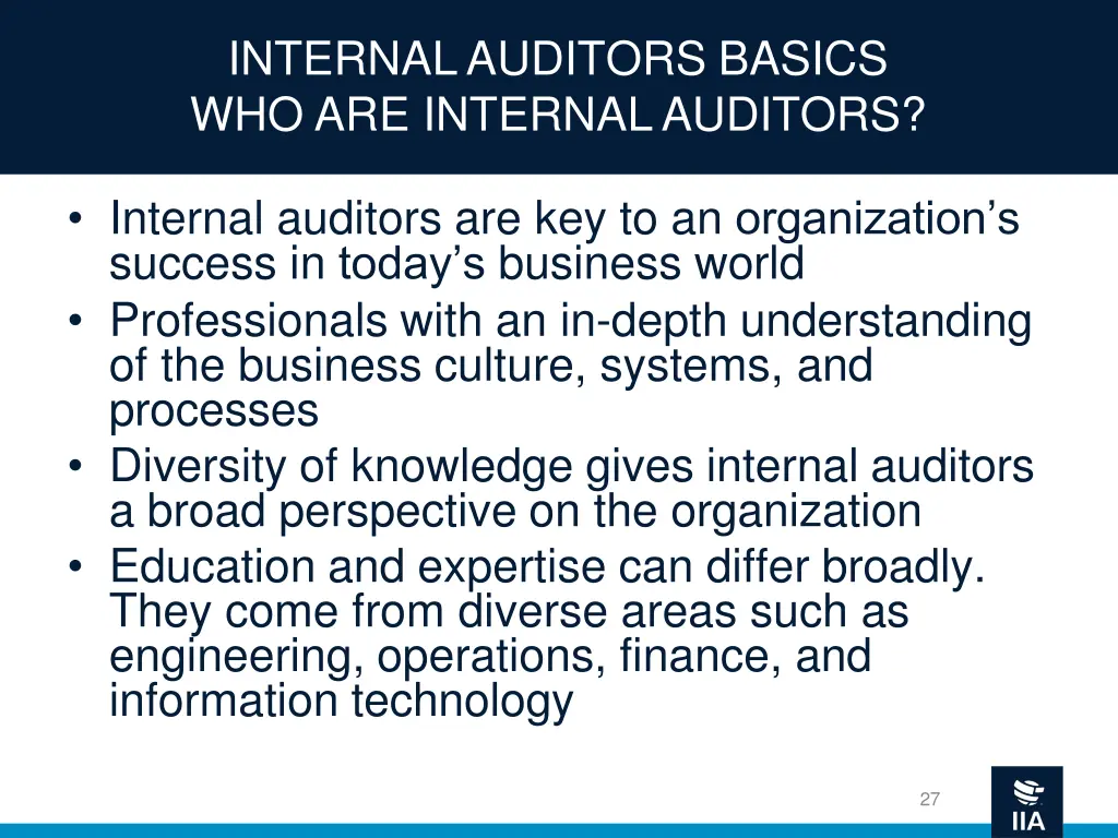 internal auditors basics who are internal auditors