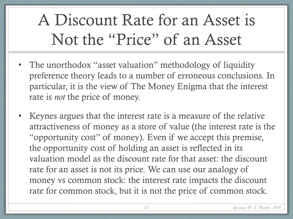 a discount rate for an asset is not the price