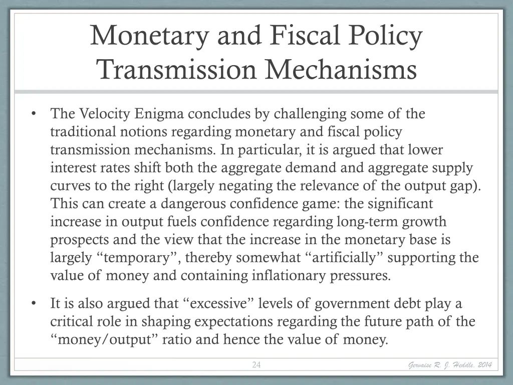 monetary and fiscal policy transmission mechanisms