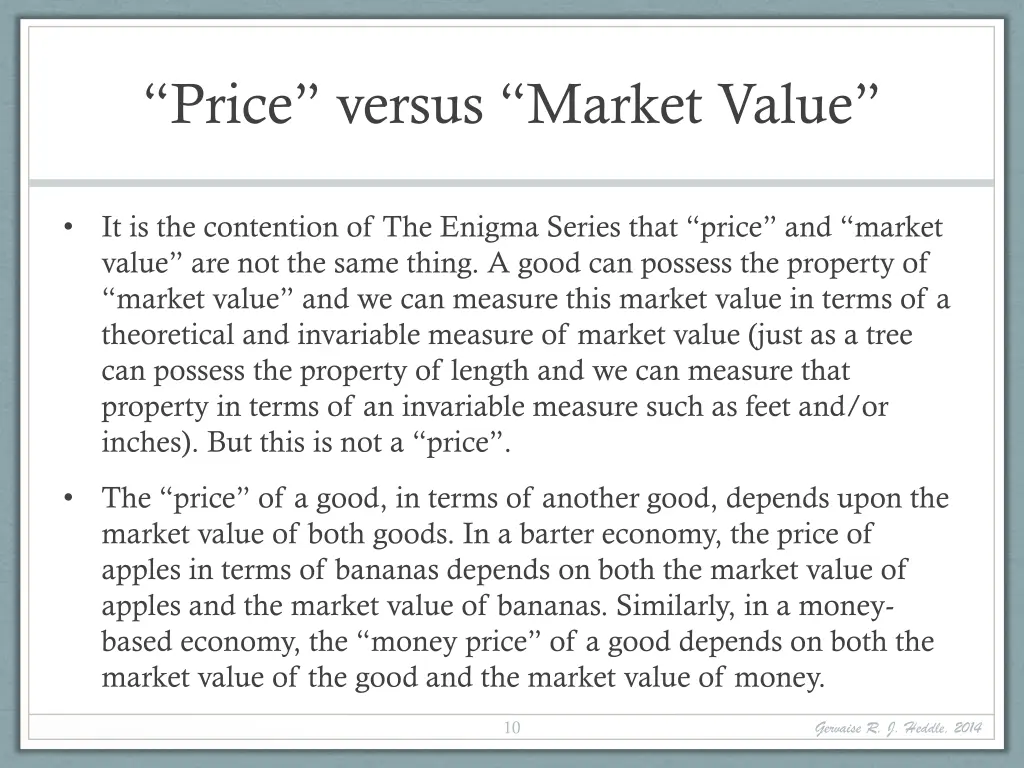 price versus market value