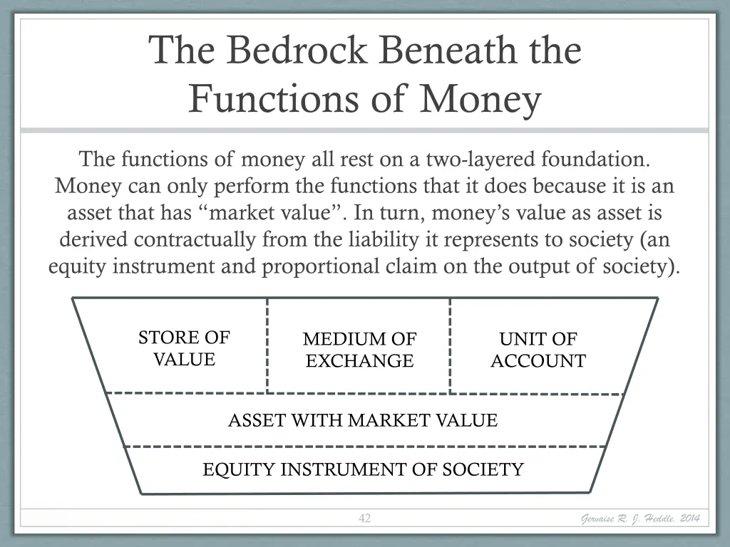 the bedrock beneath the functions of money