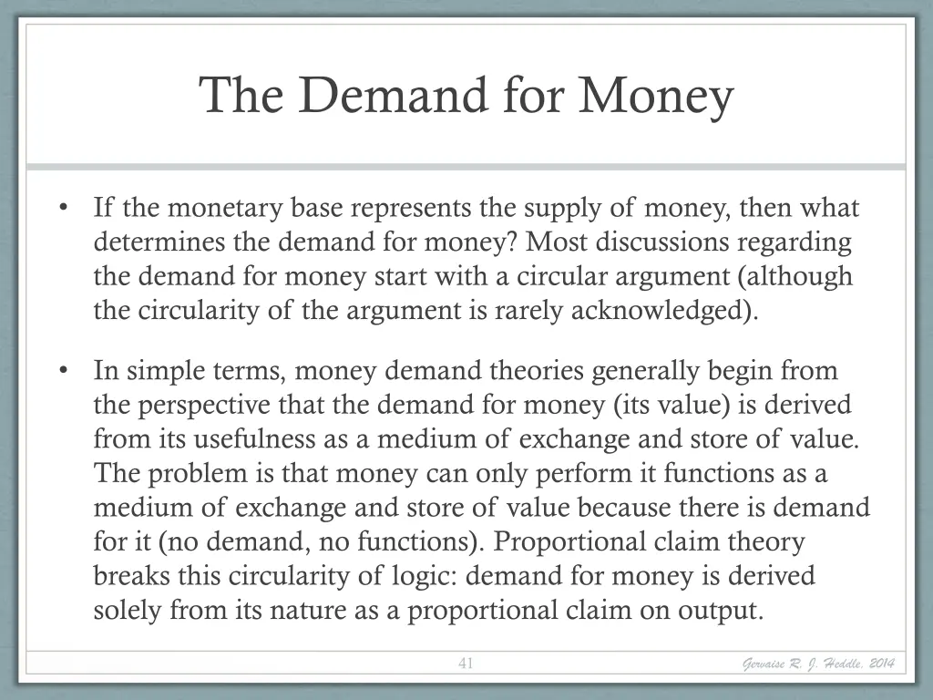 the demand for money