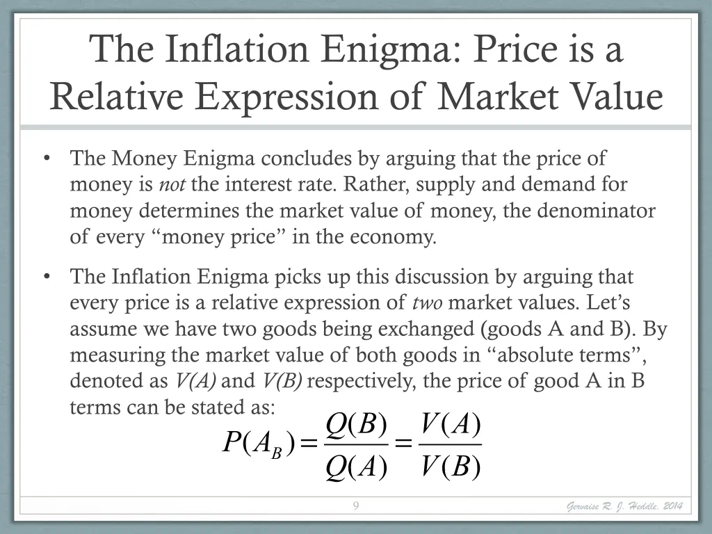 the inflation enigma price is a relative