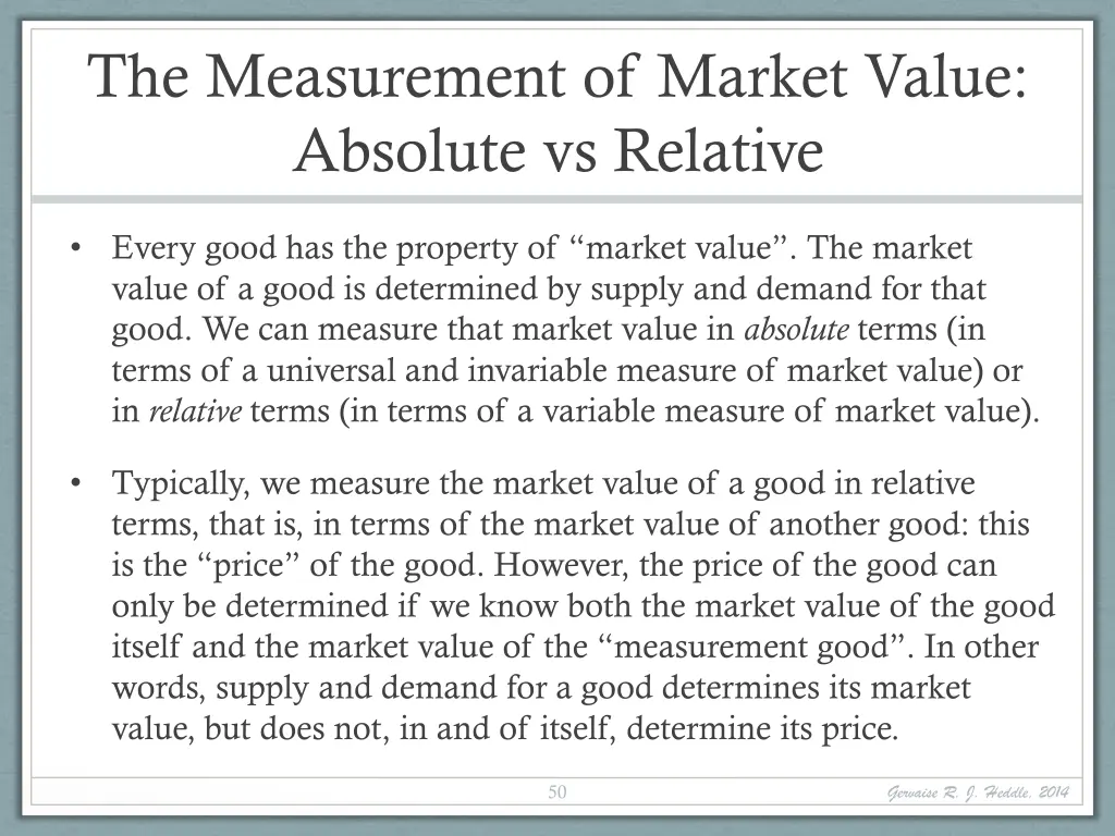 the measurement of market value absolute