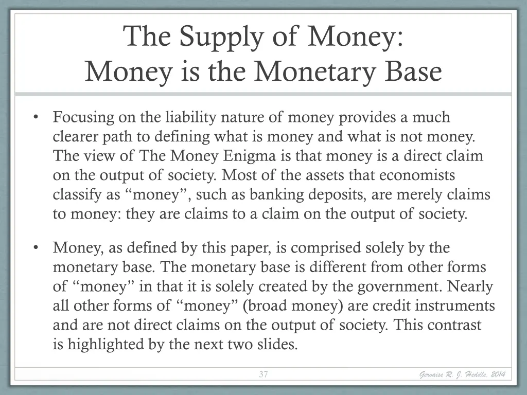 the supply of money money is the monetary base