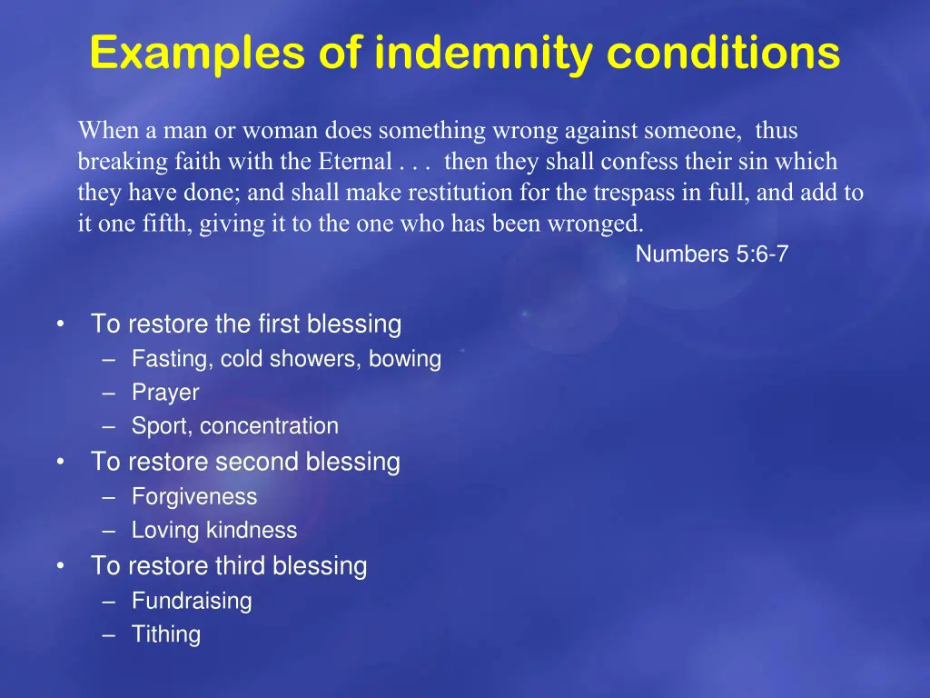 examples of indemnity conditions