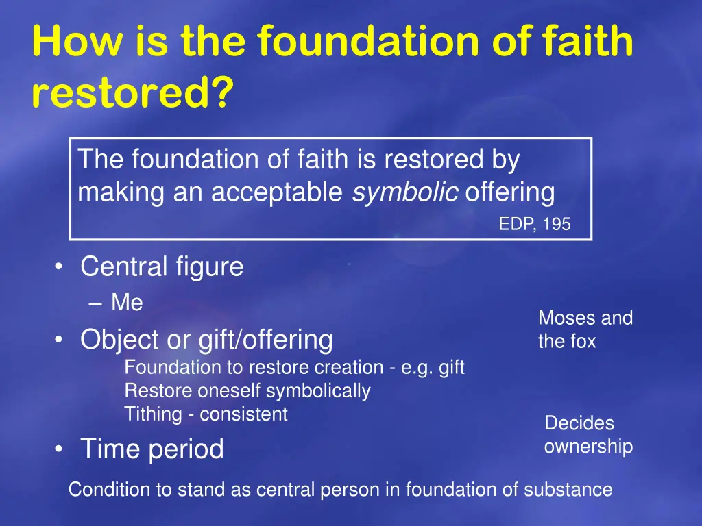 how is the foundation of faith restored