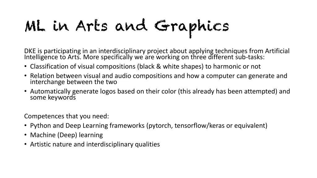 ml in arts and graphics