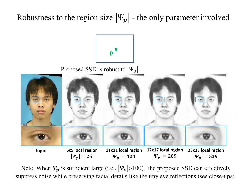 robustness to the region size the only parameter
