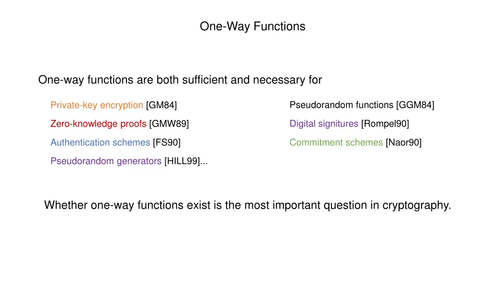 one way functions 2