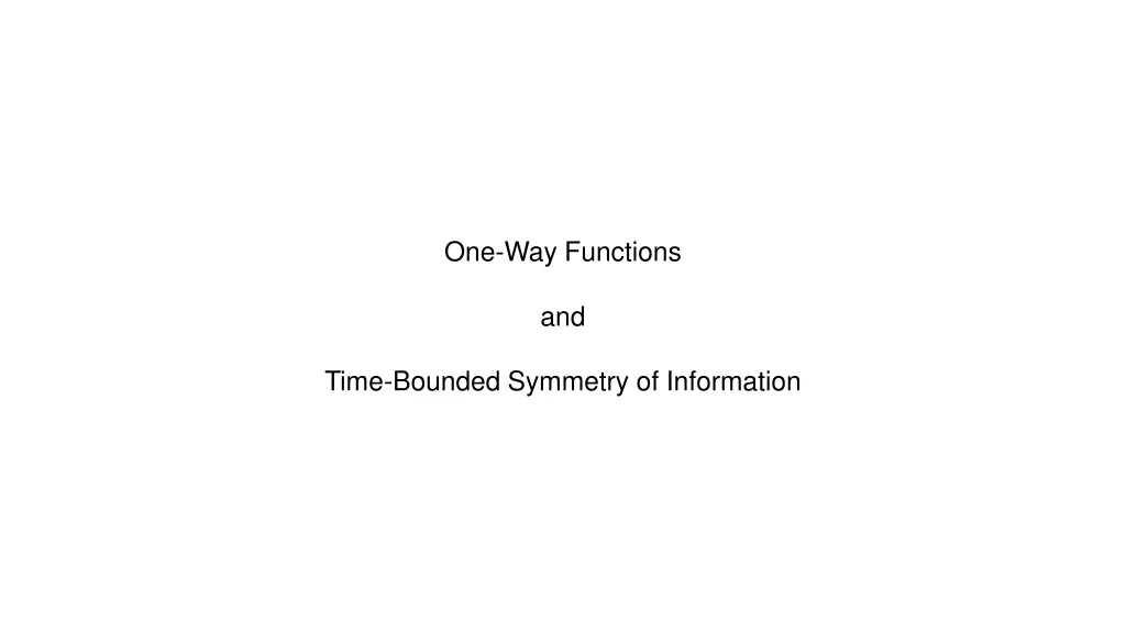 one way functions and 1