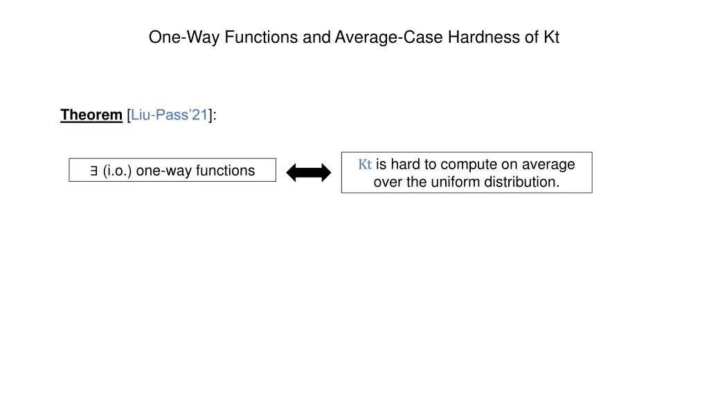 one way functions and average case hardness of kt