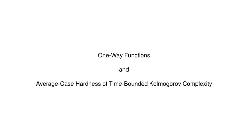 one way functions and