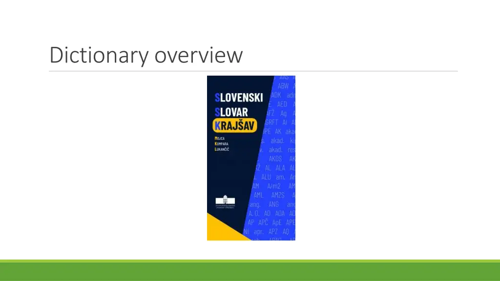 dictionary overview