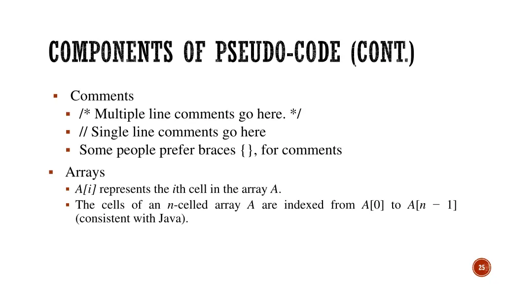components of pseudo code cont 6